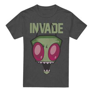 Invader Zim Unisex Adult Invade T-Shirt / Charcoal